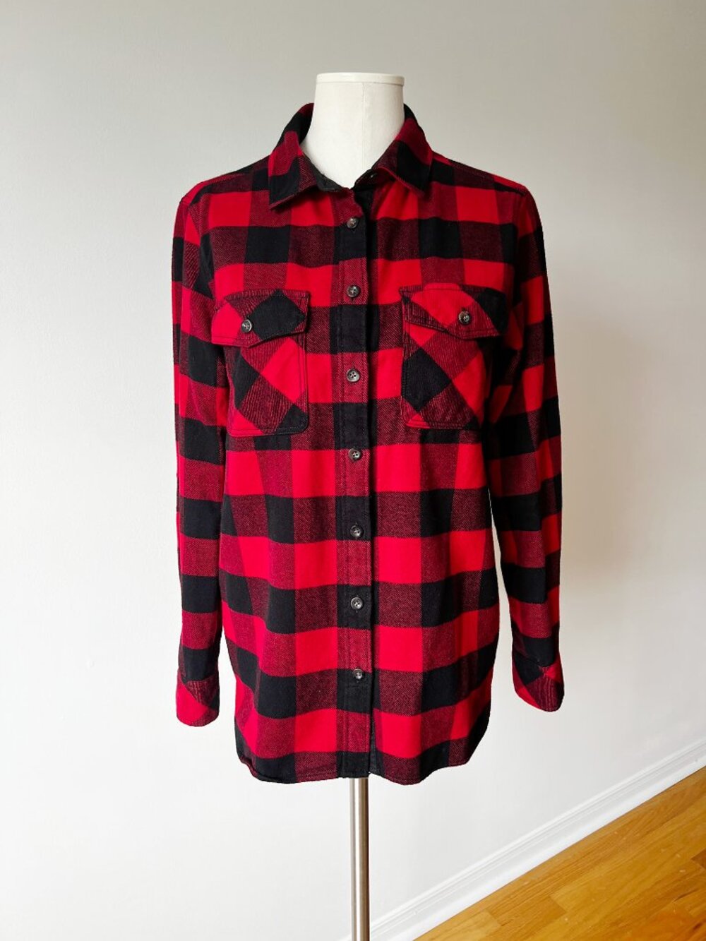 Roots Park Plaid Shirt Cabin Red Buffalo Check Flannel Size S